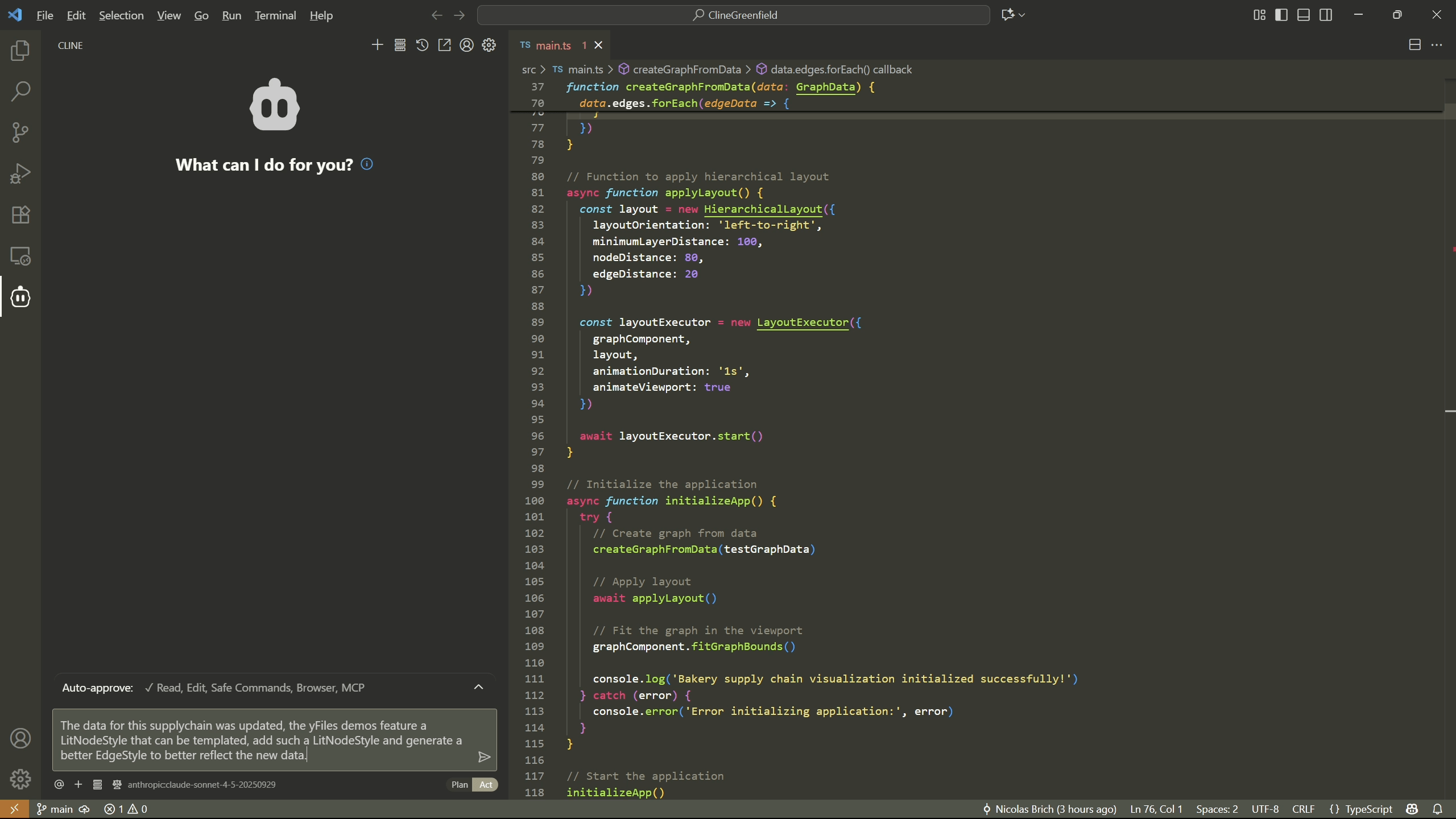 Agent Prompt in VS Code: Update yFiles Node and Edge Styles